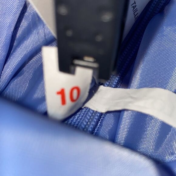 Impressions Sleeveless Light Blue Pleated Satin Formal Gown - Picture 7 of 9